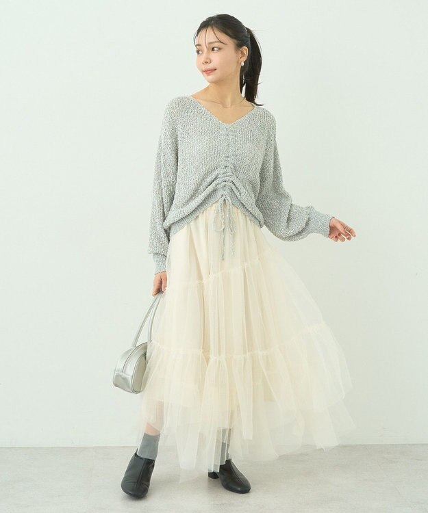 earth music&ecology ドロストニットプルオーバー Gray Mixture