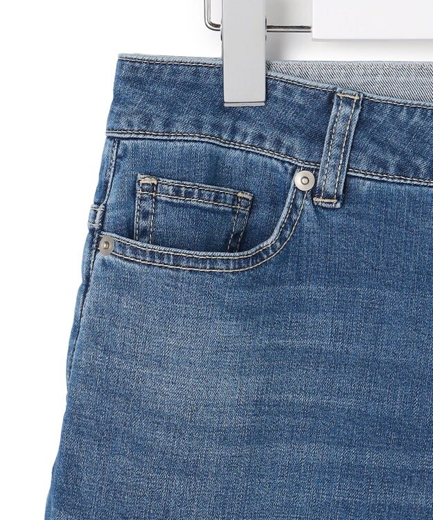 ICB ライトストレッチデニム ストレートパンツ ブルーデニム