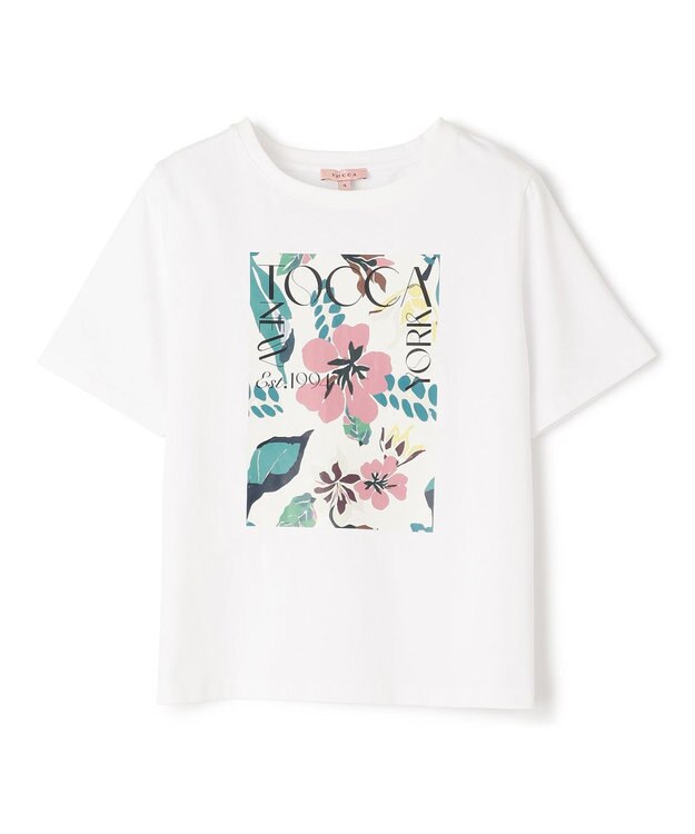 TOCCA 【接触冷感・UV90%以上カット・洗える】EXOTIC FLORAL Tシャツ ホワイト系