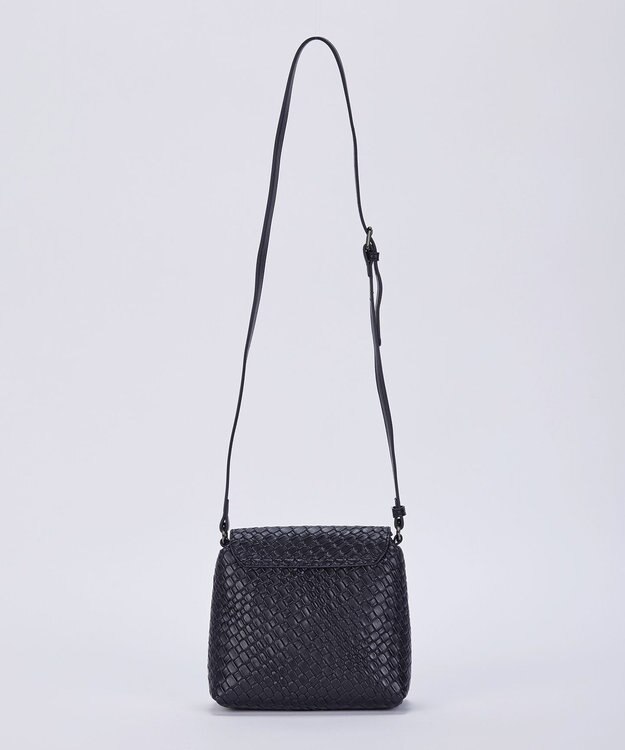 Tiaclasse 【2点セット】編み込み風ショルダーバッグ＋ショルダーポーチ付き ブラック