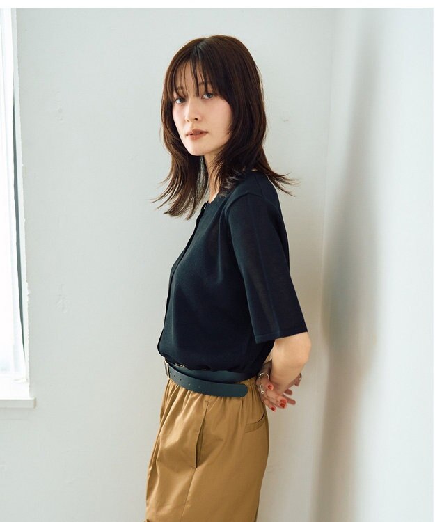 YECCA VECCA 半袖シアーカーディガン Black