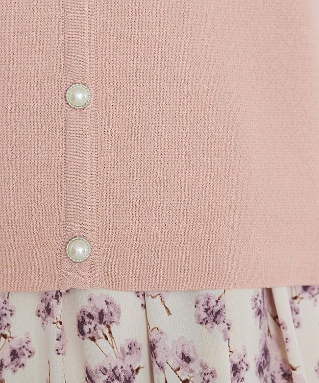 Tiaclasse L 【洗える】ミラノリブ編みが大人上品なリボンニットカーディガン ピンク