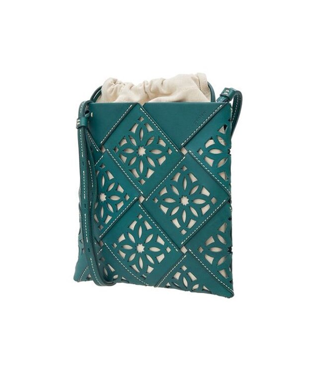 genten サスカットバスケット ショルダーバッグ ブルーグリーン