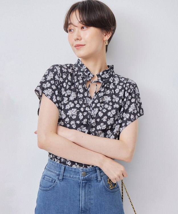 組曲 S 【前後着用可】ギャザーライトデシン ブラウス スプレーブラック系5