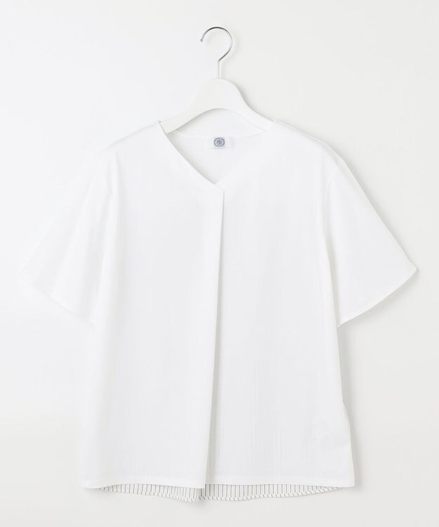 J.PRESS LADIES L 【WEB限定カラーあり・吸水速乾・イージーケア】ブロッキングジャージー カットソー ホワイト系