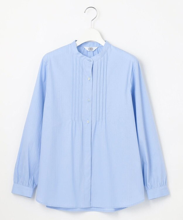 J.PRESS LADIES S 【洗える】BEZコットンナイロン ストライプ ピンタック ブラウス サックスドビー系1