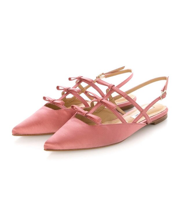 MODE ET JACOMO <MODE ET JACOMO>リボンフラットバックベルトパンプス ピンクキジ