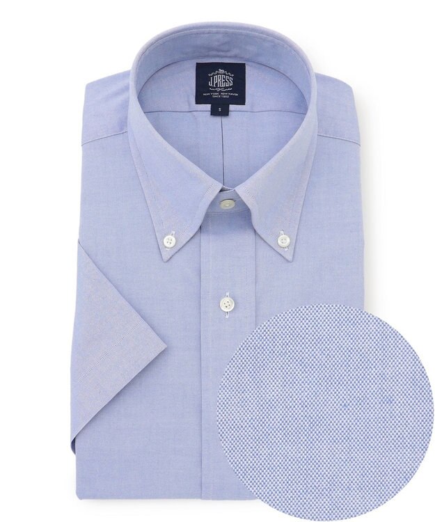 J.PRESS MEN 【PREMIUM PLEATS / 形態安定】ピンオックス 半袖シャツ / B.D. ダルブルー系