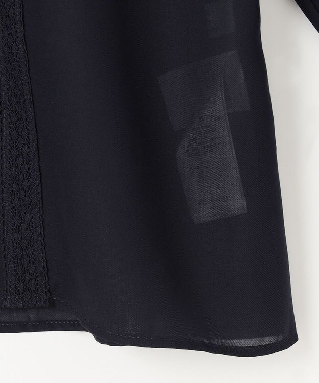 組曲 L 【洗える】シフォンツイルレース ブラウス ネイビー系