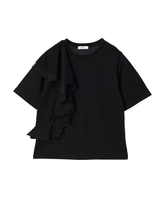 earth music&ecology アシメフリルプルオーバー Black