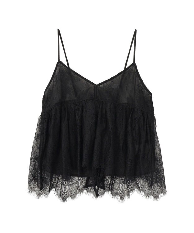earth music&ecology フリンジレースバックリボンキャミ Black
