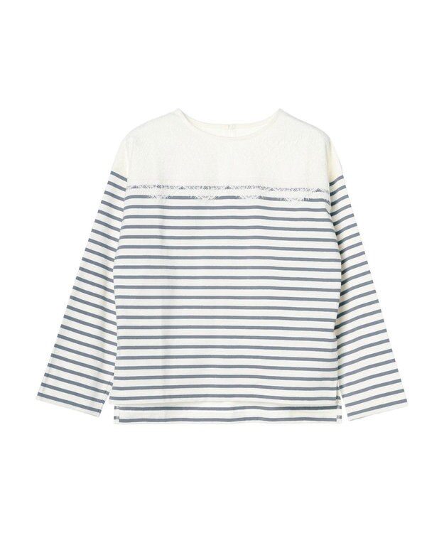 earth music&ecology レースボーダーカットソープルオーバー Sax