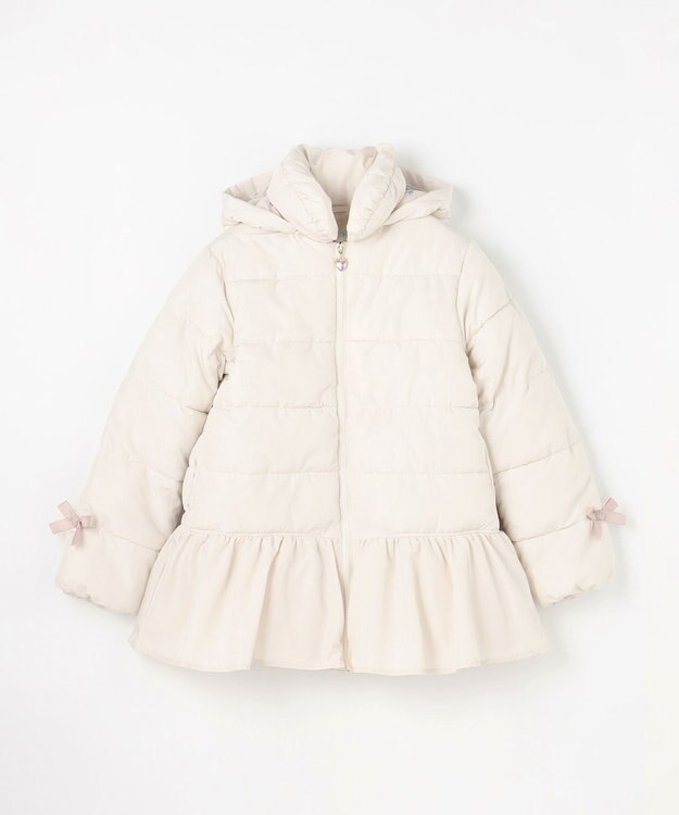 ANY KIDS 【フード取り外し/洗濯機可能】中綿フリル リボンコート エクリュ