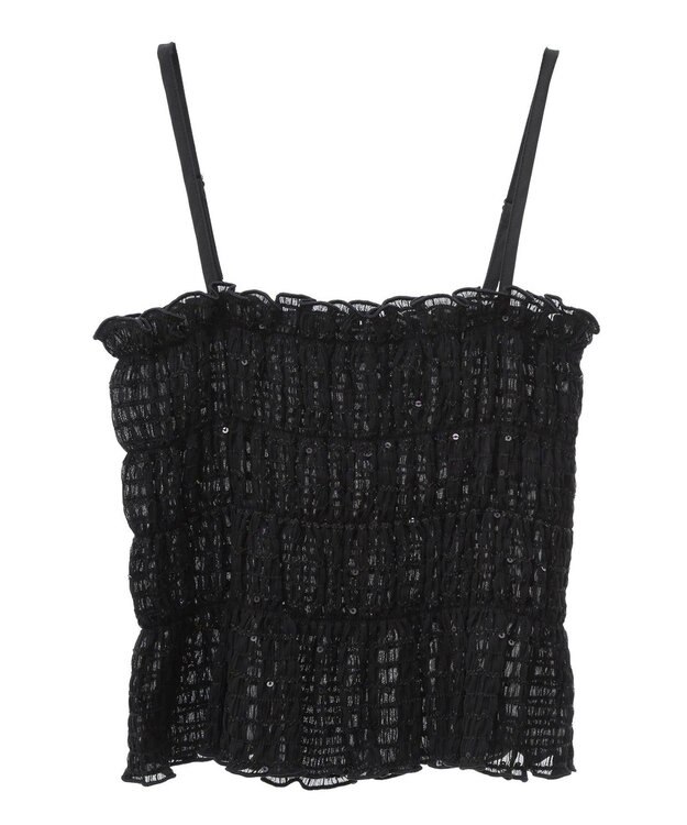 earth music&ecology スパンコールシャーリングビスチェ Black