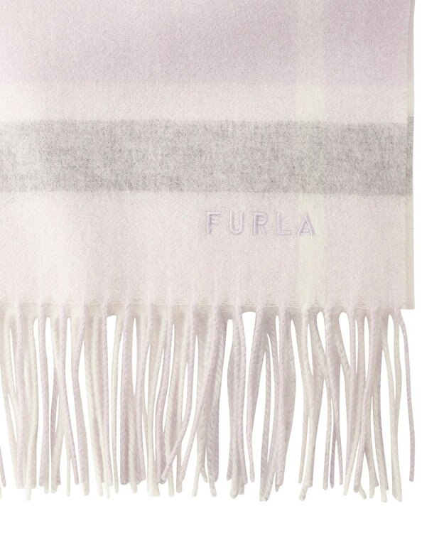 MOONBAT FURLA ウール超大判ブロックチェックラメストール/幅70cm ライトパープル