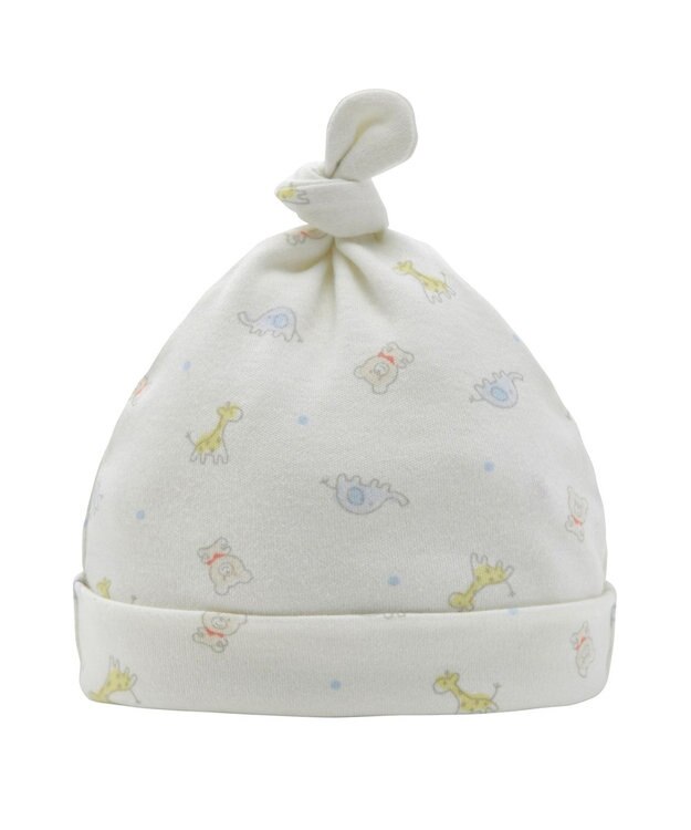 MIKI HOUSE HOT BISCUITS 【36-40cm】 総柄 新生児用 フード マルチカラー