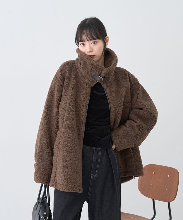 earth music&ecology ボアZIPブルゾン Brown