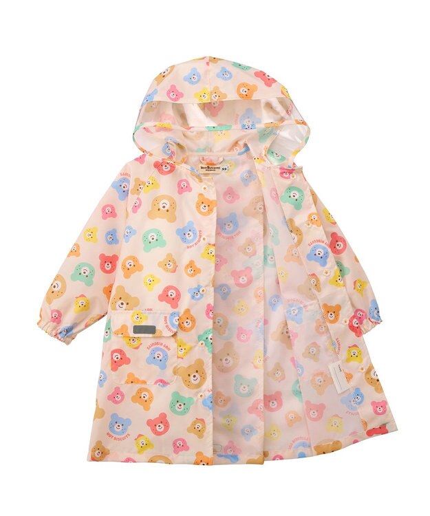 MIKI HOUSE HOT BISCUITS 【80-120cm】カラフルビーンズ 総柄レインコート マルチカラー