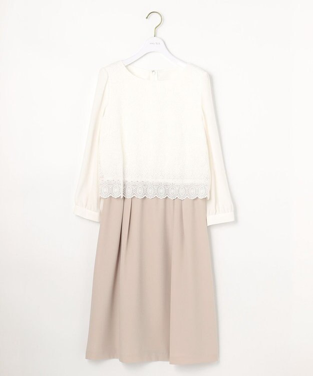 ANY SIS 【洗える】レースコンビバックサテン ワンピース ベージュ