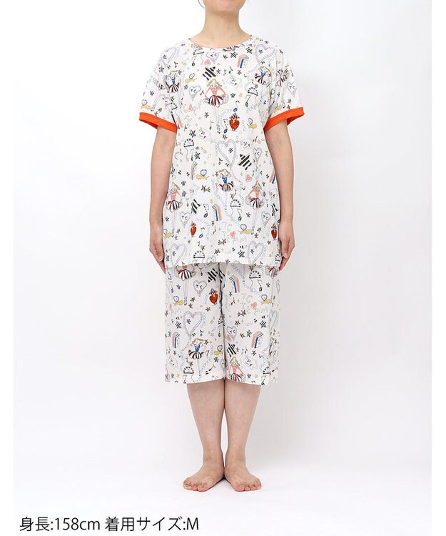 tsumori chisato SLEEP ツモリチサト パジャマ 綿100%(本体) 天竺素材 4分袖 6分丈 レディース UDT122 /ワコール アイボリー