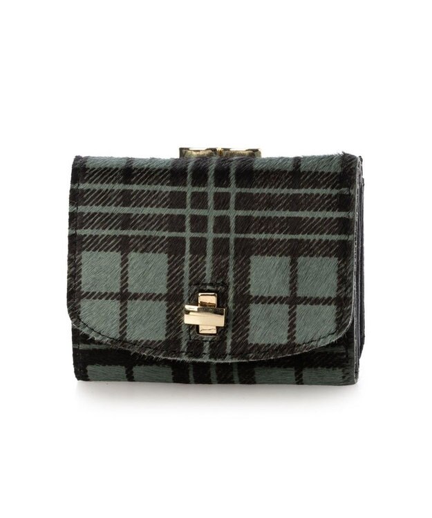 UNBILLION ペルケ perche / ハラコタイプチェック柄3つ折り財布 グリーンチェック