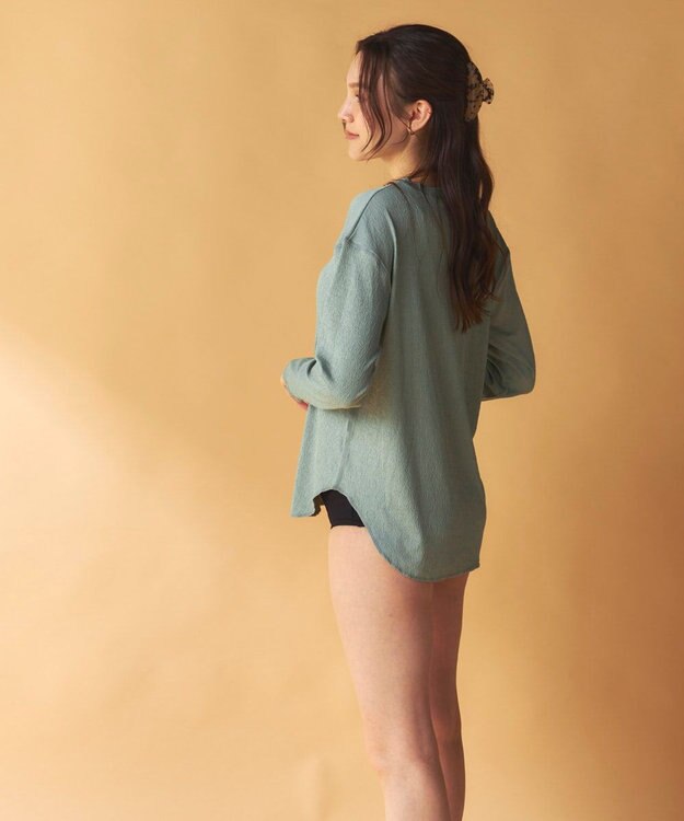 OP／FILA 【Ocean Pacific】シワ加工ラッシュガード付き タンキニデザイン水着4点セット カーキ