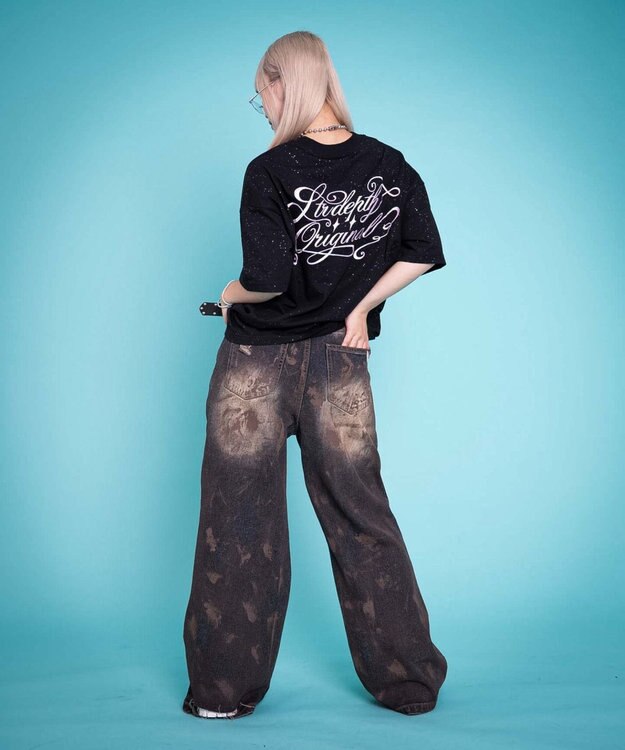 WEGO 【ユニセックス着用ITEM/MLサイズ展開】ラメグラフィックT（SS） ブラック