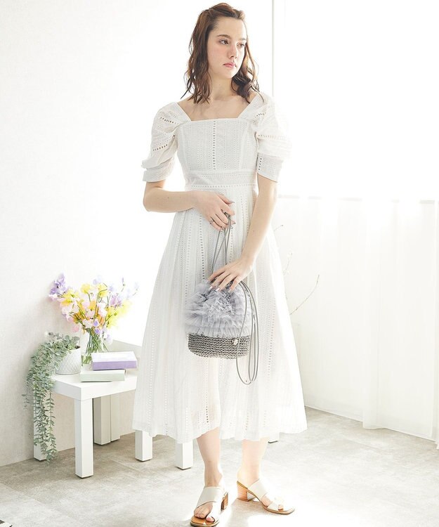 style code 【MERCURYDUO/マーキュリーデュオ】チュールフリル 雑材バケツ型ショルダーバッグ グレー