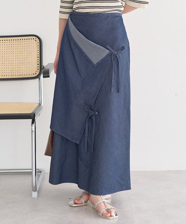 earth music&ecology ランダムキリカエラップスカート Medium Indigo