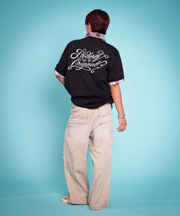 WEGO 【ユニセックス着用ITEM/MLサイズ展開】ラメグラフィックT（SS） ブラック