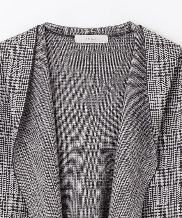 ANY 【洗濯機可】フーディーコーディガン チャコール×グレーグレンチェック