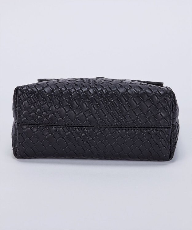 Tiaclasse 【2点セット】編み込み風ショルダーバッグ＋ショルダーポーチ付き ブラック