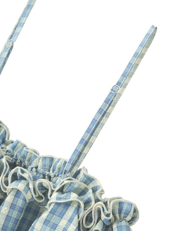 earth music&ecology 【予約】アソートチェックティアードビスチェ チェックサックス