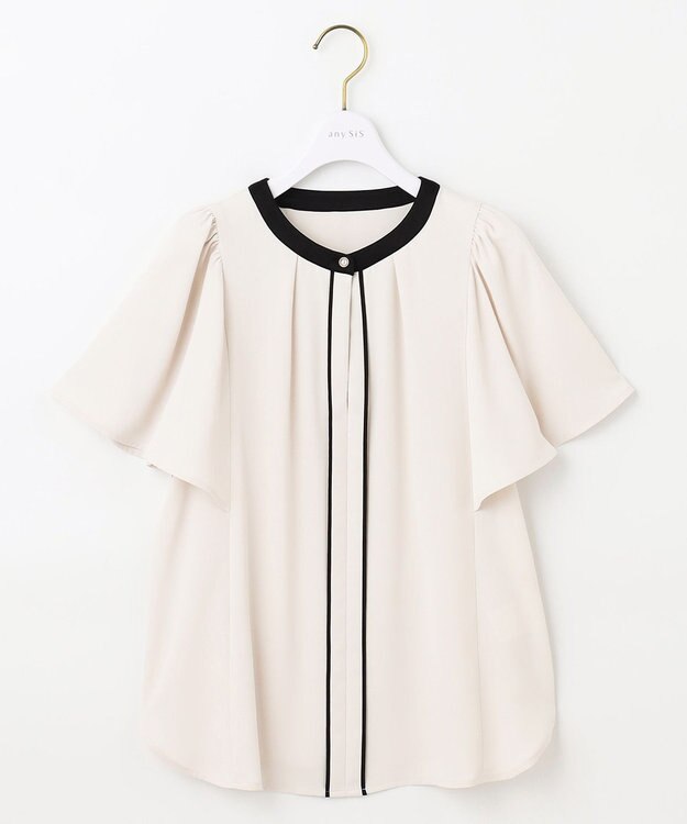 ANY SIS 【2WAY】バイカラーラッフル ブラウス アイボリー×ブラック