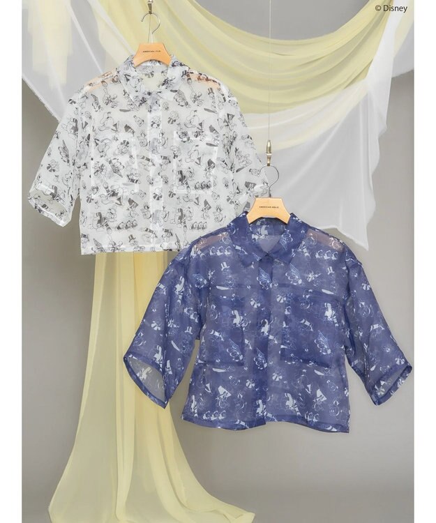 AMERICAN HOLIC 総柄シアーショート丈シャツ／Ｄｉｓｎｅｙ Navy