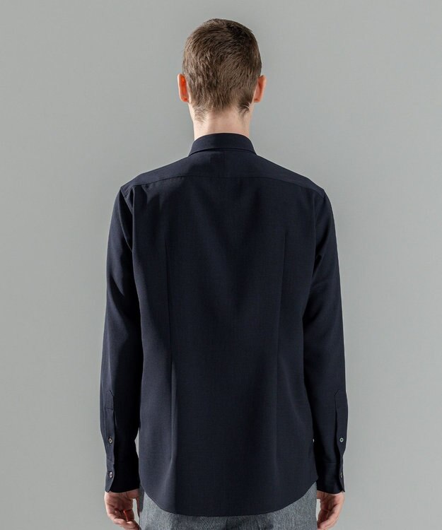JOSEPH HOMME 新素材【シワになりにくい】テクノボイルストレッチ レギュラーカラーシャツ ネイビー系