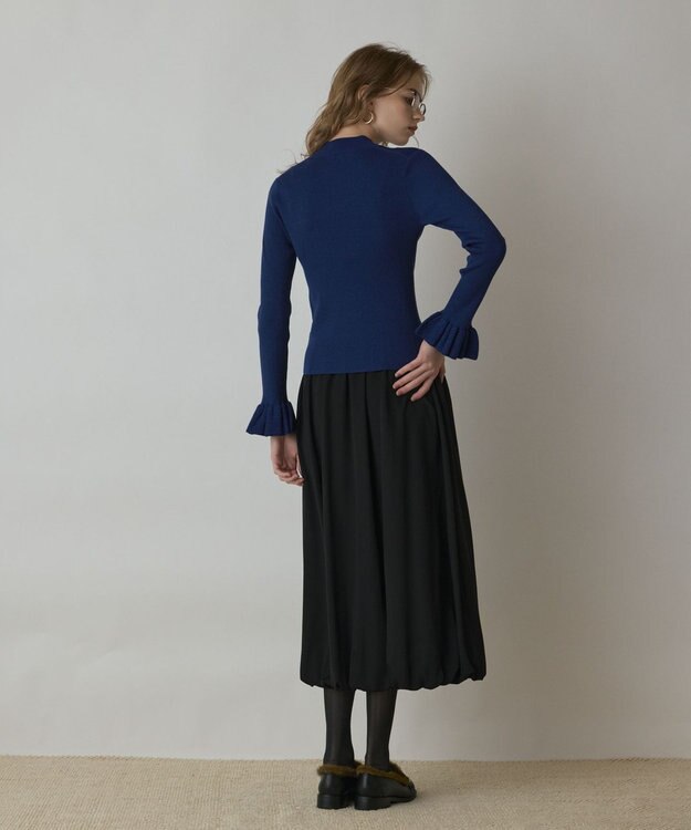 GRACE CONTINENTAL ラメリブニットトップ ブルー