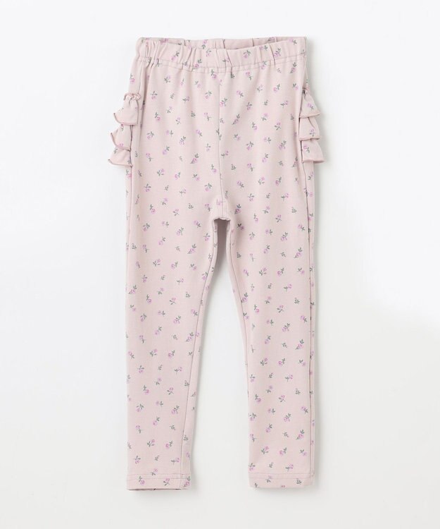 ANY KIDS 【WEB限定】フリル付き総柄レギンス ミルクティー×ラベンダー花柄