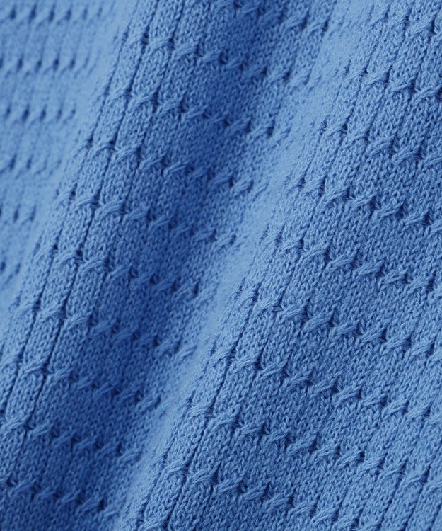 CRAFT STANDARD BOUTIQUE 透かし編み半袖ニットポロシャツ Blue