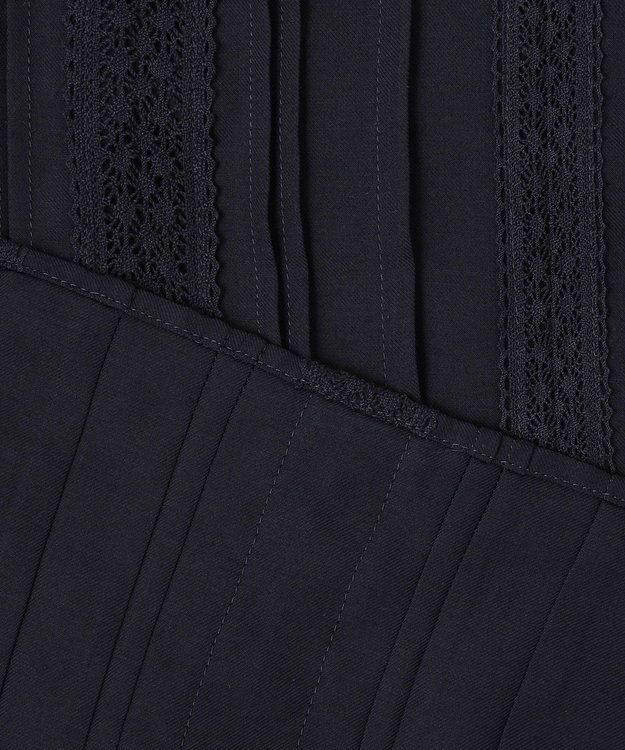 組曲 L 【洗える】シフォンツイルレース ブラウス ネイビー系