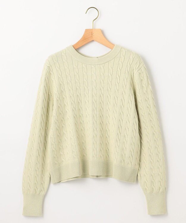 組曲 L 【前後着用可】コットンカシミヤ混2WAYケーブル ニット ピスタチオ系