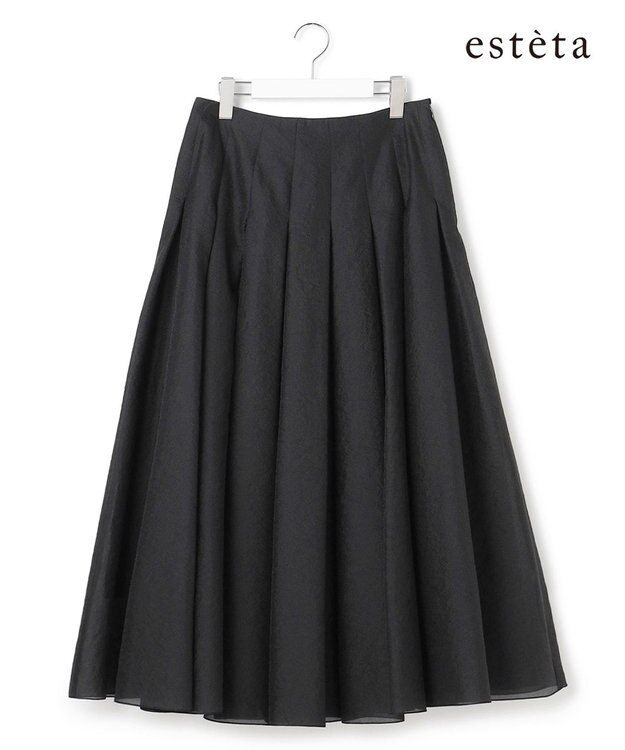 23区 【エステータ】クリスピーオーガンジー タック フレアスカート ブラック系