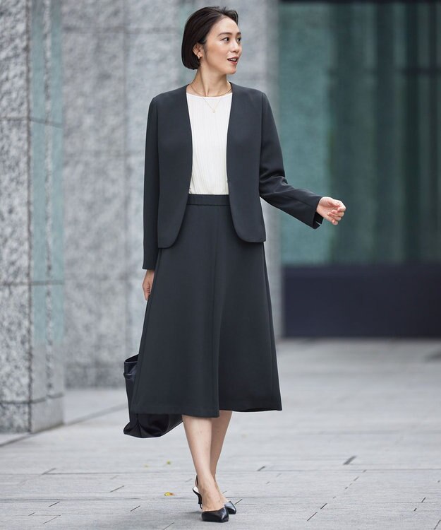 自由区 L 【19号サイズまで展開・セットアップ対応】トリアセダブルクロスフレア スカート ネイビー