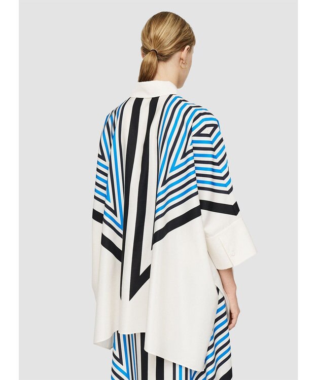 JOSEPH クレットプリント　リラックスフィットブラウス Navy combo