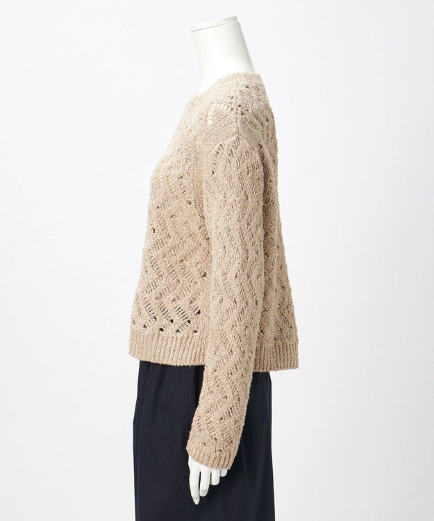 23区 【GOLD LABEL】シェニールレーススパングル クルーネック ニット モカ系