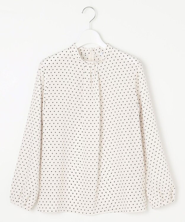 J.PRESS LADIES L 【洗える】ジオメトリックプリント ブラウス ホワイトプリント系