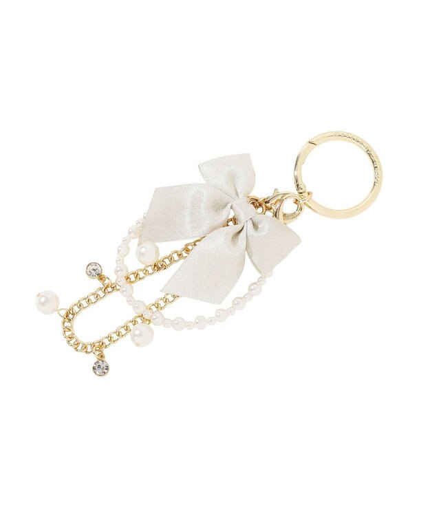 Maison de FLEUR パールビジューリボン2Wayチャーム Ivory