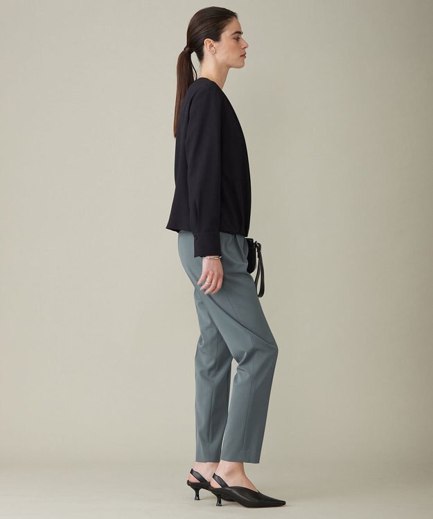 ICB 【洗える】 ストレッチジョーゼット カシュクールブラウス ブラック系