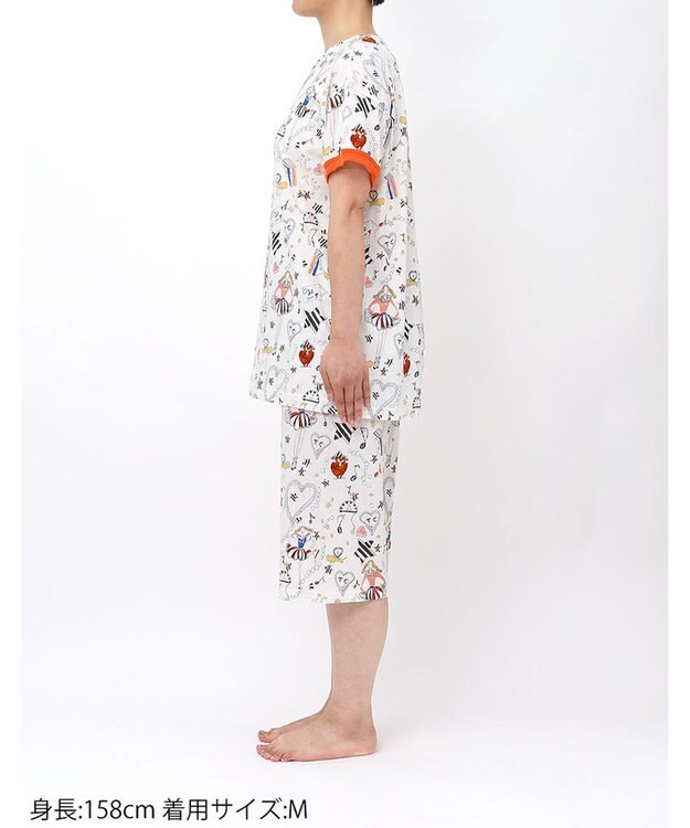 tsumori chisato SLEEP ツモリチサト パジャマ 綿100%(本体) 天竺素材 4分袖 6分丈 レディース UDT122 /ワコール アイボリー