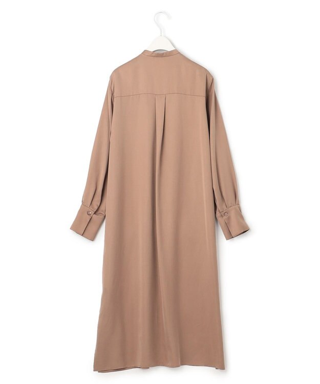 ICB 【洗える】 ルゼブフィブリルサテン シャツワンピース レディッシュブラウン系